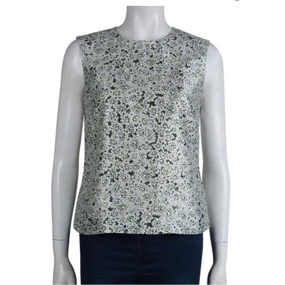 Tory Burch Black Flowers Blouse, Tunic in Purple Grey Size 8